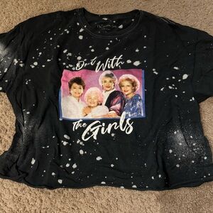 Golden girls acid/bleach washed crop top tshirt size xl
